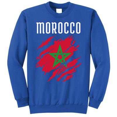 Moroccan Flag To Support Morocco Gift Moroccan Soccer Fans Great Gift Tall Sweatshirt