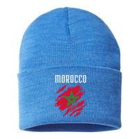 Moroccan Flag To Support Morocco Gift Moroccan Soccer Fans Great Gift Sustainable Knit Beanie