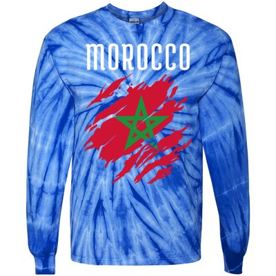 Moroccan Flag To Support Morocco Gift Moroccan Soccer Fans Great Gift Tie-Dye Long Sleeve Shirt