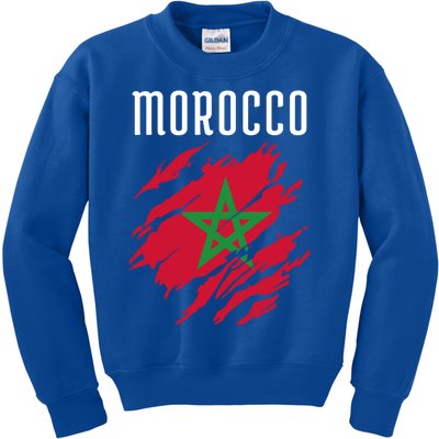 Moroccan Flag To Support Morocco Gift Moroccan Soccer Fans Great Gift Kids Sweatshirt