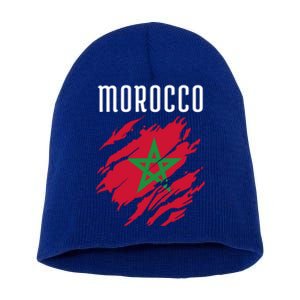 Moroccan Flag To Support Morocco Gift Moroccan Soccer Fans Great Gift Short Acrylic Beanie