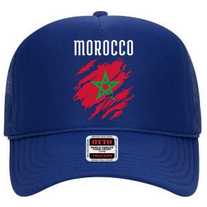 Moroccan Flag To Support Morocco Gift Moroccan Soccer Fans Great Gift High Crown Mesh Back Trucker Hat