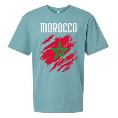 Moroccan Flag To Support Morocco Gift Moroccan Soccer Fans Great Gift Sueded Cloud Jersey T-Shirt