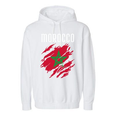 Moroccan Flag To Support Morocco Gift Moroccan Soccer Fans Great Gift Garment-Dyed Fleece Hoodie