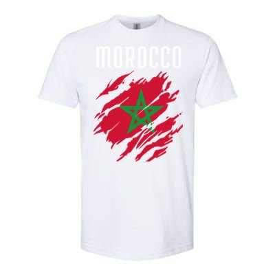 Moroccan Flag To Support Morocco Gift Moroccan Soccer Fans Great Gift Softstyle CVC T-Shirt