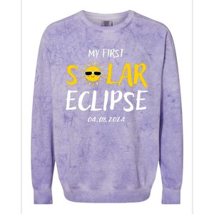 My First Total Solar Eclipse April 8th Colorblast Crewneck Sweatshirt