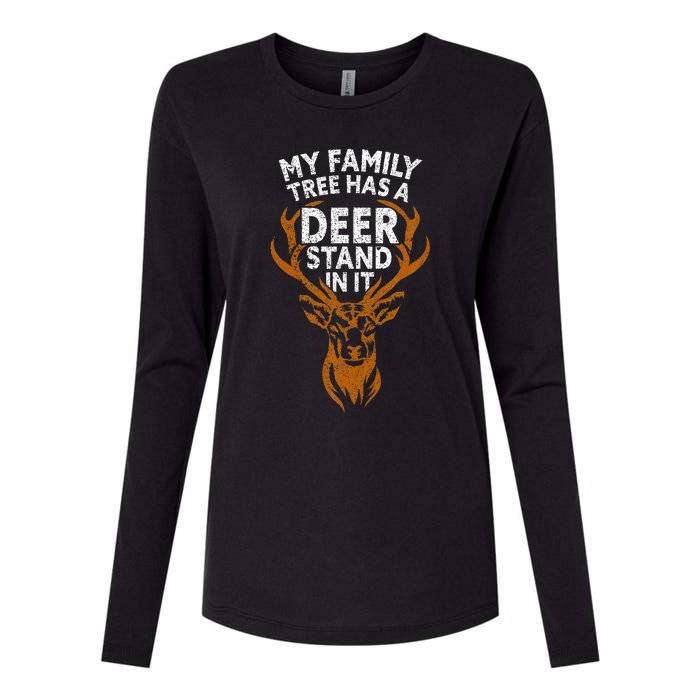 My Family Tree Has A Deer Stand In It Funny Womens Cotton Relaxed Long Sleeve T-Shirt