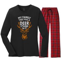 My Family Tree Has A Deer Stand In It Funny Women's Long Sleeve Flannel Pajama Set 