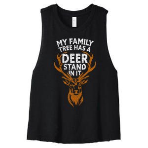 My Family Tree Has A Deer Stand In It Funny Women's Racerback Cropped Tank