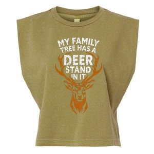 My Family Tree Has A Deer Stand In It Funny Garment-Dyed Women's Muscle Tee