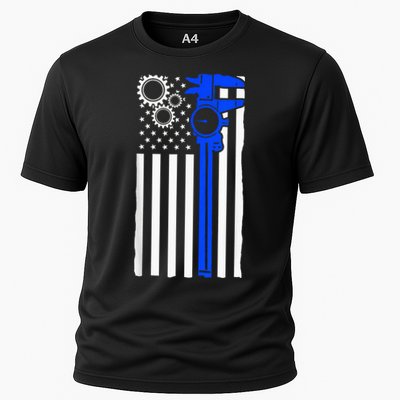 Machinist Flag Tools CNC Machine Operator Machining Cooling Performance Crew T-Shirt