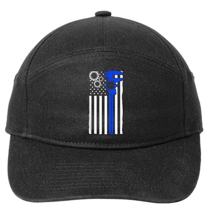 Machinist Flag Tools CNC Machine Operator Machining 7-Panel Snapback Hat