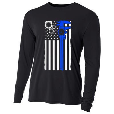 Machinist Flag Tools CNC Machine Operator Machining Cooling Performance Long Sleeve Crew