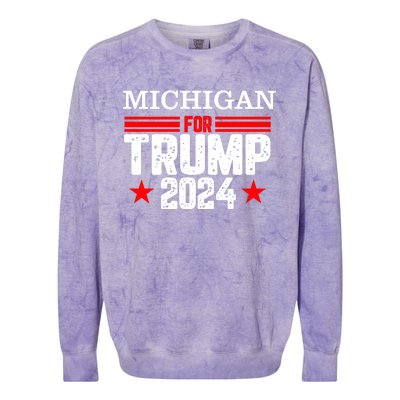 Michigan For Trump 2024 Colorblast Crewneck Sweatshirt