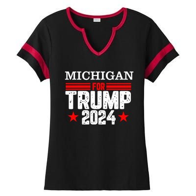 Michigan For Trump 2024 Ladies Halftime Notch Neck Tee