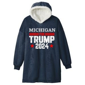 Michigan For Trump 2024 Hooded Wearable Blanket