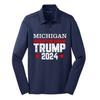 Michigan For Trump 2024 Silk Touch Performance Long Sleeve Polo