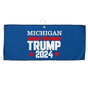 Michigan For Trump 2024 Large Microfiber Waffle Golf Towel