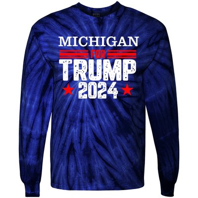 Michigan For Trump 2024 Tie-Dye Long Sleeve Shirt