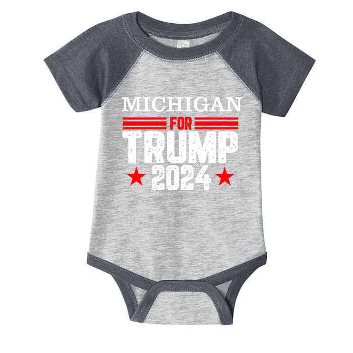 Michigan For Trump 2024 Infant Baby Jersey Bodysuit