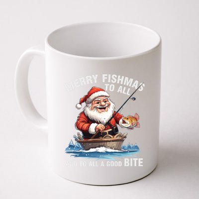 Merry Fishmas To All And A Good Bite Santa Fishing Christmas Great Gift Coffee Mug