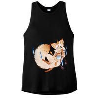 Mischievous Fox Teakitsune Yokai Kitsune Ladies PosiCharge Tri-Blend Wicking Tank