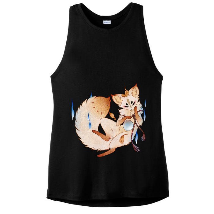 Mischievous Fox Teakitsune Yokai Kitsune Ladies PosiCharge Tri-Blend Wicking Tank