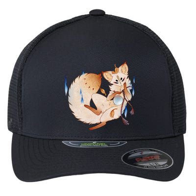 Mischievous Fox Teakitsune Yokai Kitsune Flexfit Unipanel Trucker Cap
