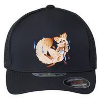 Mischievous Fox Teakitsune Yokai Kitsune Flexfit Unipanel Trucker Cap