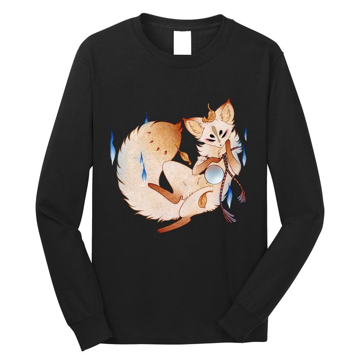Mischievous Fox Teakitsune Yokai Kitsune Long Sleeve Shirt