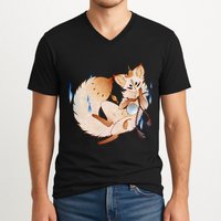 Mischievous Fox Teakitsune Yokai Kitsune V-Neck T-Shirt
