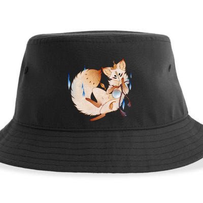 Mischievous Fox Teakitsune Yokai Kitsune Sustainable Bucket Hat