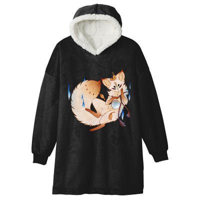 Mischievous Fox Teakitsune Yokai Kitsune Hooded Wearable Blanket