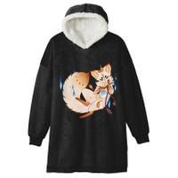 Mischievous Fox Teakitsune Yokai Kitsune Hooded Wearable Blanket