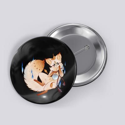 Mischievous Fox Teakitsune Yokai Kitsune Button