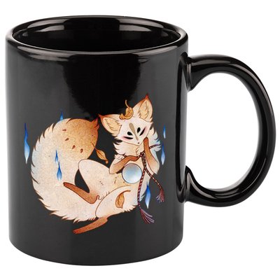 Mischievous Fox Teakitsune Yokai Kitsune 11oz C Handle Ceramic Mug