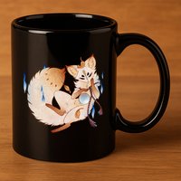 Mischievous Fox Teakitsune Yokai Kitsune 11oz C Handle Ceramic Mug