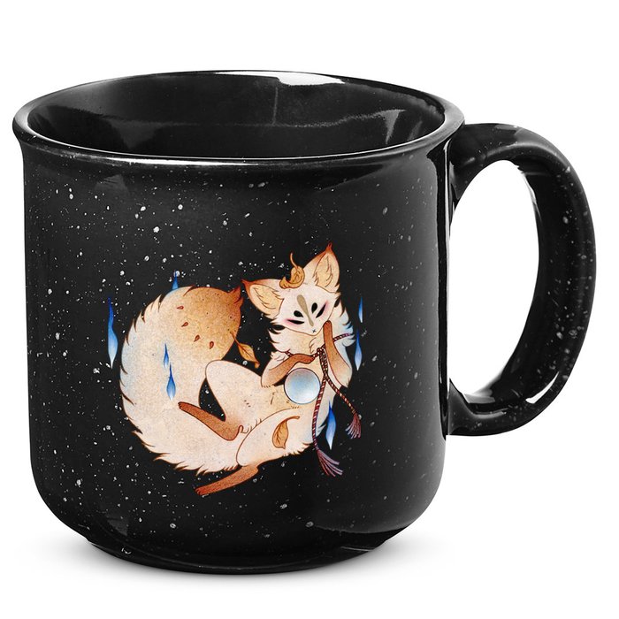 Mischievous Fox Teakitsune Yokai Kitsune 15oz Campfire Ceramic Mug