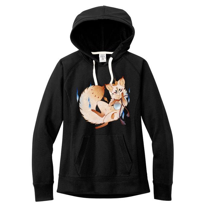 Mischievous Fox Teakitsune Yokai Kitsune Women's Fleece Hoodie