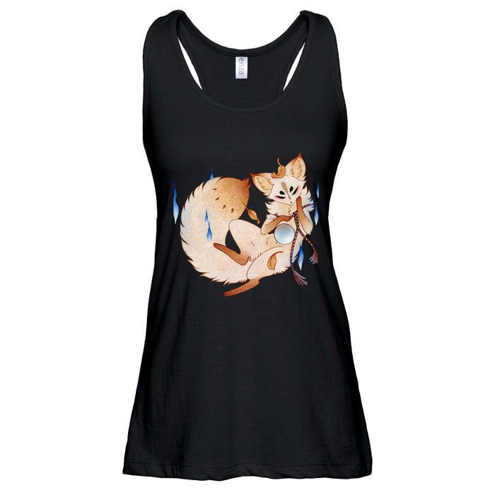 Mischievous Fox Teakitsune Yokai Kitsune Ladies Essential Flowy Tank