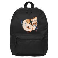 Mischievous Fox Teakitsune Yokai Kitsune 16 in Basic Backpack