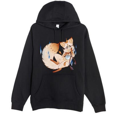 Mischievous Fox Teakitsune Yokai Kitsune Premium Pullover Hoodie