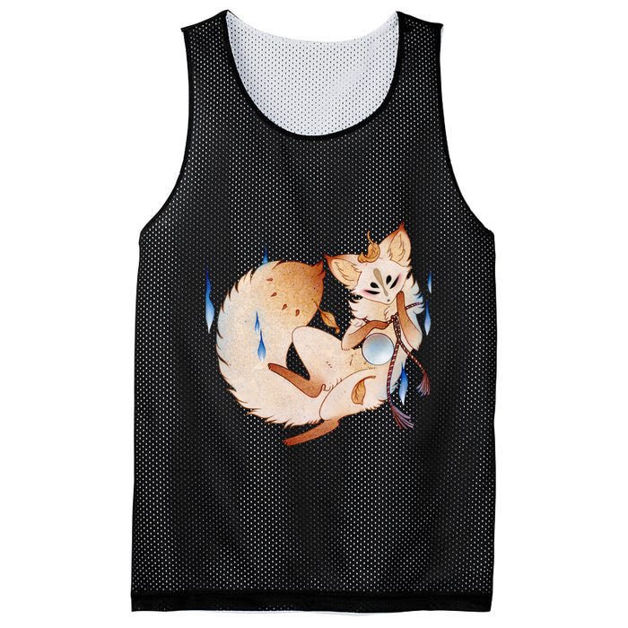 Mischievous Fox Teakitsune Yokai Kitsune Mesh Reversible Basketball Jersey Tank