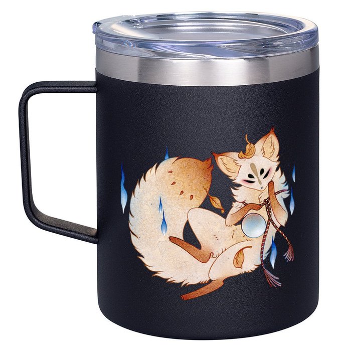 Mischievous Fox Teakitsune Yokai Kitsune 12oz Stainless Steel Coffee Mug