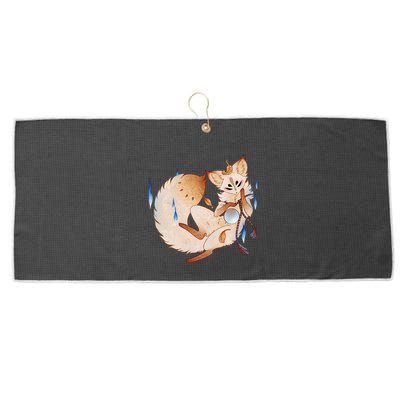 Mischievous Fox Teakitsune Yokai Kitsune Large Microfiber Waffle Golf Towel