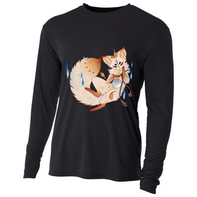 Mischievous Fox Teakitsune Yokai Kitsune Cooling Performance Long Sleeve Crew