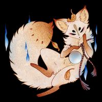 Mischievous Fox Teakitsune Yokai Kitsune Poster