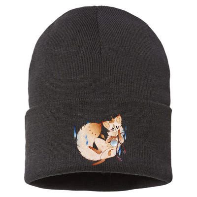 Mischievous Fox Teakitsune Yokai Kitsune Sustainable Knit Beanie