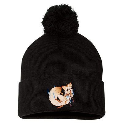 Mischievous Fox Teakitsune Yokai Kitsune Pom Pom 12in Knit Beanie
