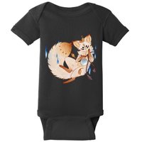 Mischievous Fox Teakitsune Yokai Kitsune Baby Bodysuit